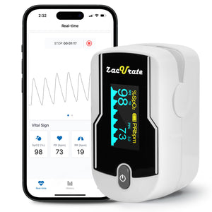 Zacurate 500E-B Wireless Bluetooth Fingertip Blood Pulse Oximeter Monitor with Free App