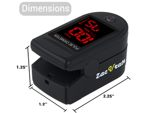 Product Dimensions of the Zacurate 500DL Pro Series Fingertip Pulse Oximeter Black
