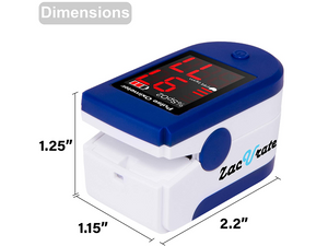 Product Dimensions of the Zacurate 500CL Fingertip Pulse Oximeter 