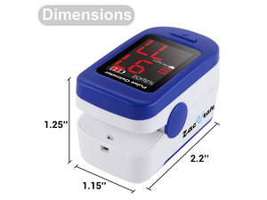 Product Dimensions of the Zacurate 500BL Fingertip Pulse Oximeter 
