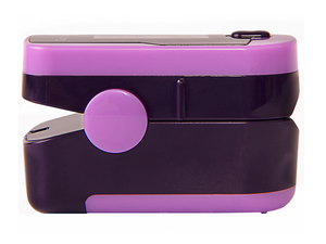 Side View of Zacurate Premium 500E Purple Fingertip Pulse Oximeter